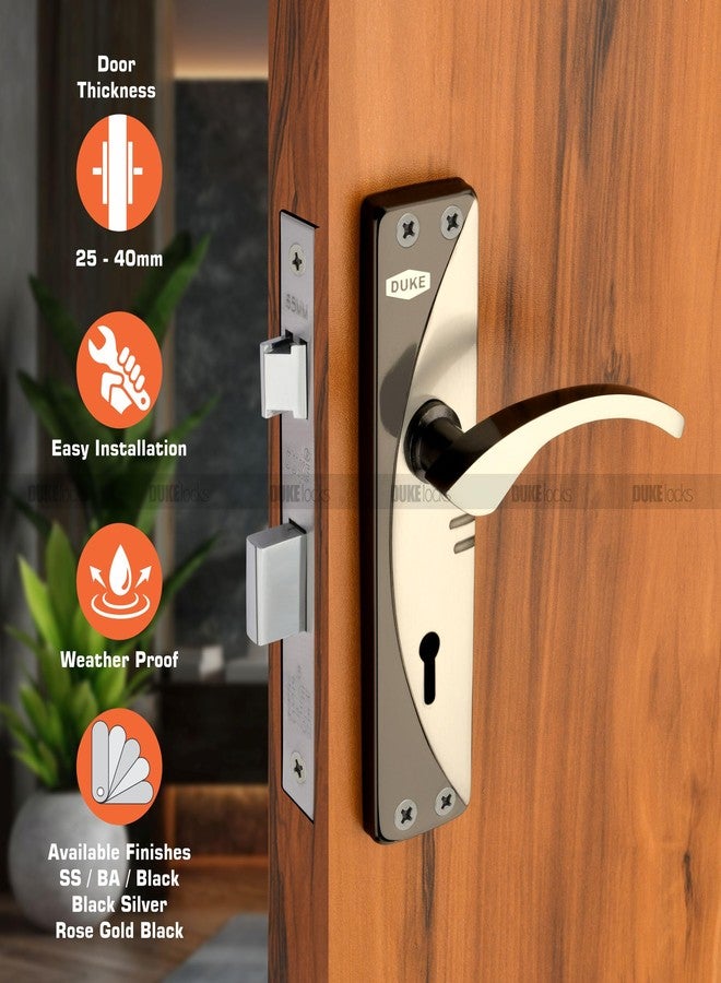Duke Mortice Door Handle Set with Lock Body | 3 Keys| Double Turn Lock| MH-605 BS KY| 25-40mm, Weather-Proof, Multiple Finishes, Easy Installation - Image 2